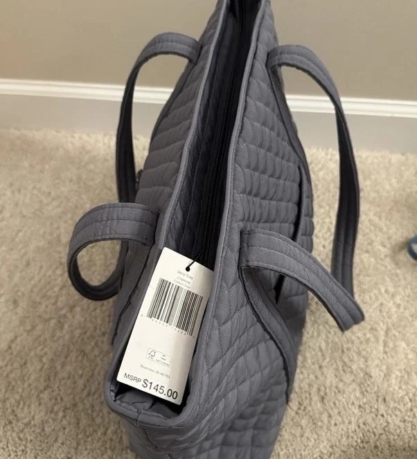 Vera Bradley large Vera carbon gray tote - NWT - $145 gallery