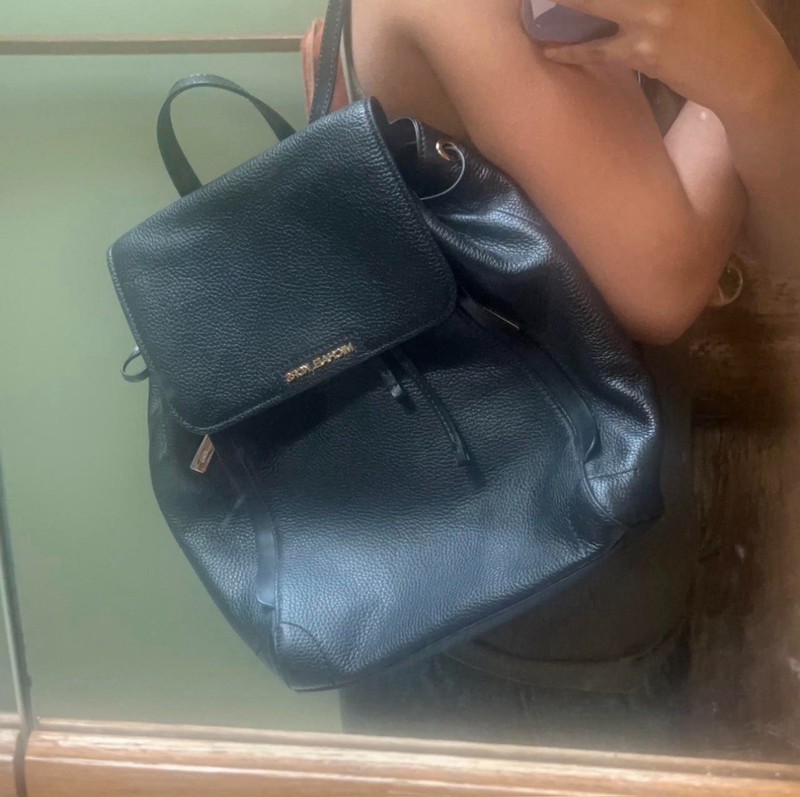 Michael Kors Ginger Medium Drawstring Backpack Black Detachable Strap gallery