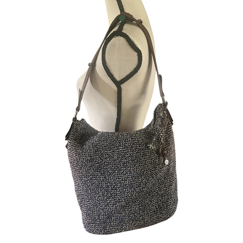 The Sac Sequoia Crochet Hobo Bag Urban Static black/gray and white.