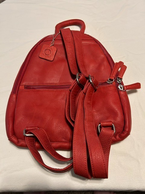 Osgoode Marley Genuine Leather Red Backpack Organizer Travel Bag gallery