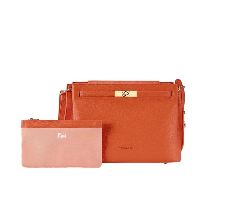 VICTORIA HYDE Alla women's satchel shoulder travel bag + pouch ORANGE gallery