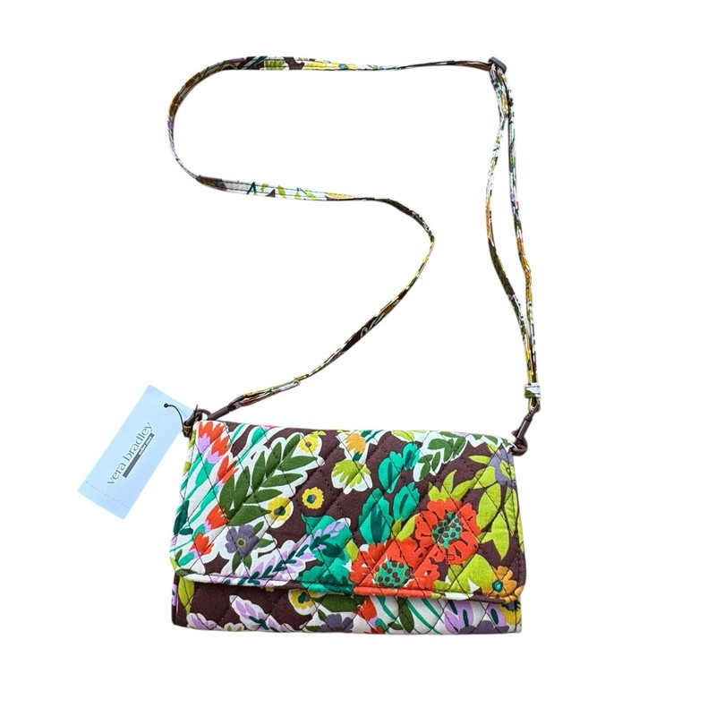 Vera Bradley Evening Garden Small Floral Crossbody PurseRed Green Blue Brown