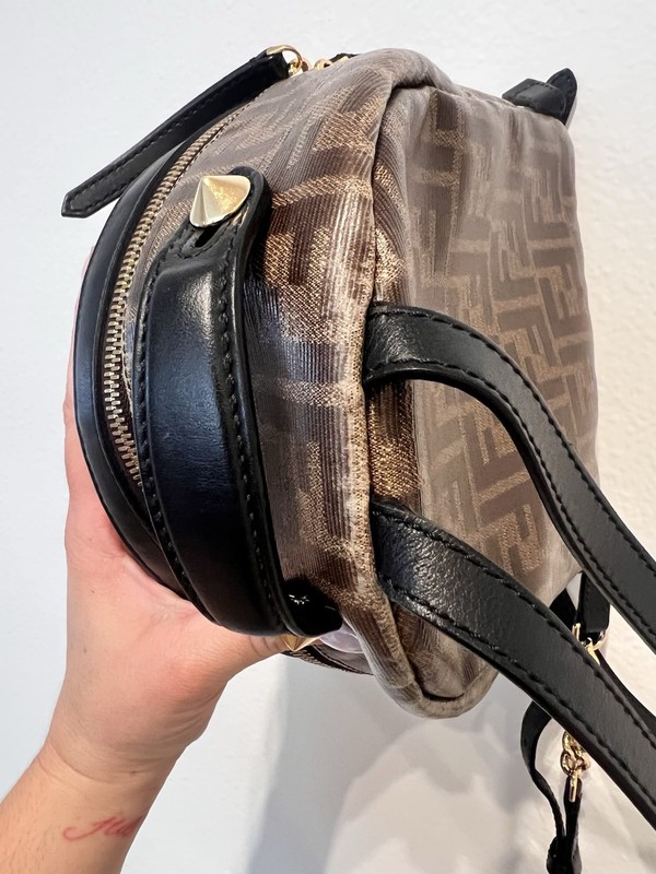 Fendi Zucca FF Monogram Small Backpack Brown Black Gold Hardware Dust Bag gallery
