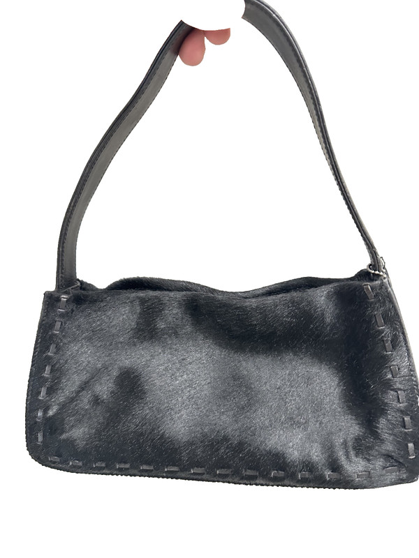 Vintage Black Pony Hair Cowhide Mini Bag + Coin Wallet Gift