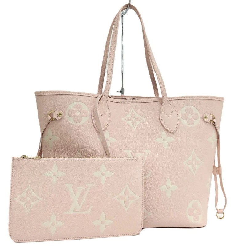 Louis Vuitton Neverfull MM Monogram Empreinte Rose Trianon x Creme M46329 r0_060
