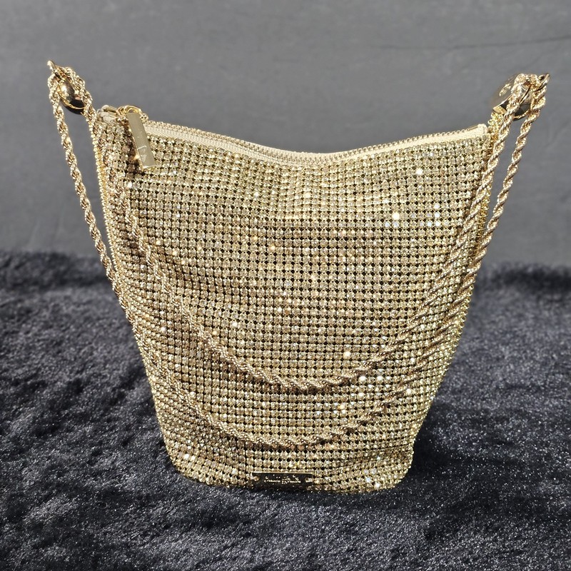 Cult Gaia Rue Wristlet Sand Dollar Gold Glass Crystal Embellished Chain Strap gallery
