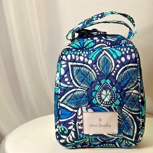 NEW Vera Bradley Lunch Bunch Bag Blue Island Medallion Cotton Name Tag Quilted