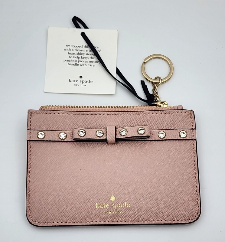 KATE SPADE Laurel Way Jeweled Crossbody Flap Bag Pink Saffiano Leather Crystals gallery