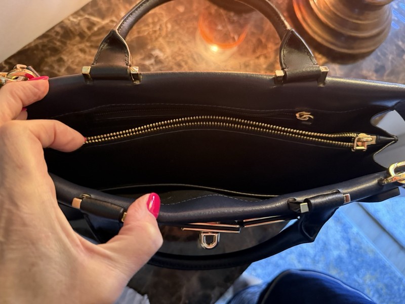 Michael Kors Navy Medium Top Handle Satchel, Detachable Strap, Gold Hardware gallery
