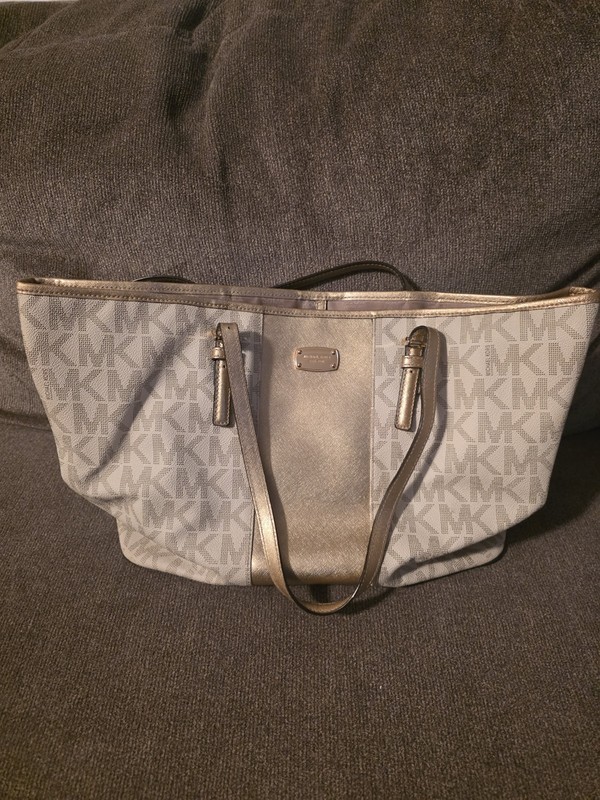 Gray And Gold Michael Kors Handbag Pre-owned