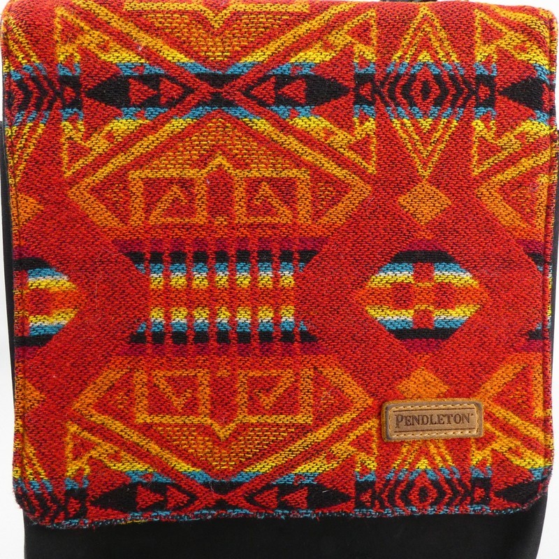 Pendleton Crossbody Bag Purse Red Blk Aztec Native Tribal Wool Front Zip Around gallery