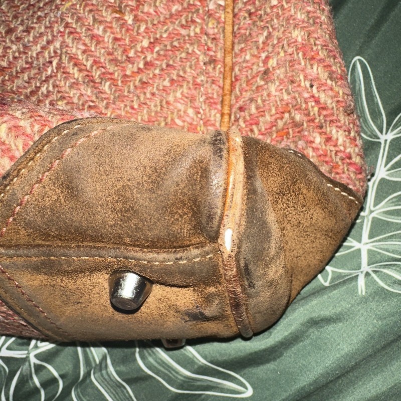 Coach Hampton Herringbone Wool Handbag F11215 with Brown Suede & Leather Accents gallery