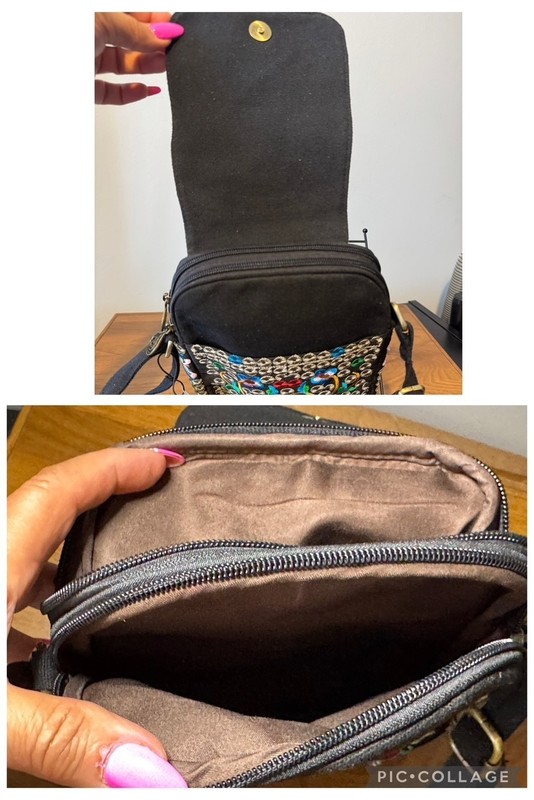 2 Mexican Canvas Embroidered Adj CROSSBODY PURSES-1 Has Detachable Strap - NEW gallery