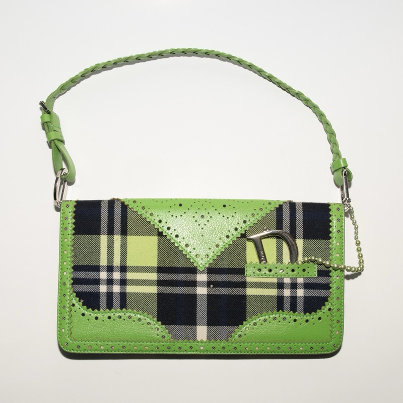 Christian Dior RARE Vintage 2000s Green Plaid D’Trick Shoulder Bag