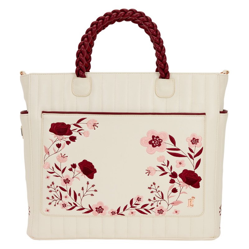 Loungefly Cream Red Floral Convertible Backpack Tote Crossbody Bag Canvas