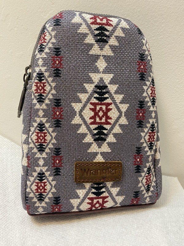NEW Wrangler Aztec Print Canvas Crossbody Sling Chest Bag Lavender