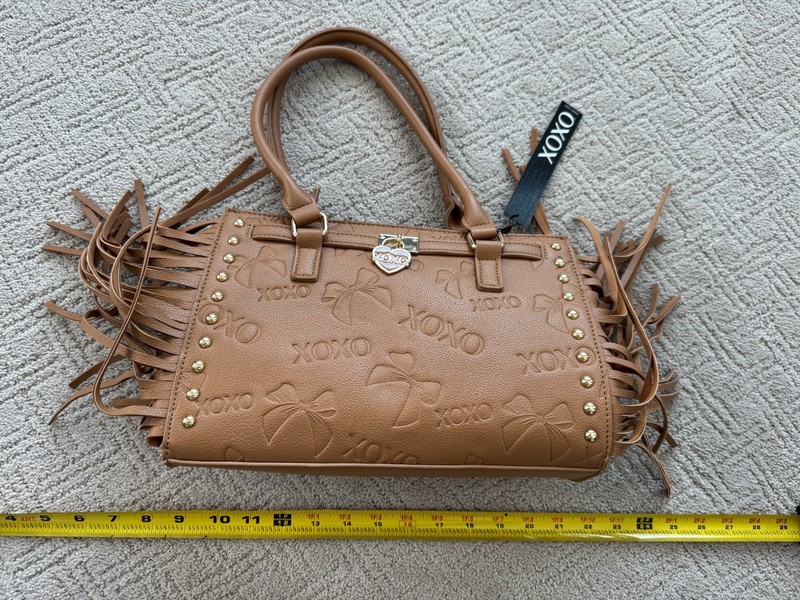 XOXO Logo Brown Crossbody Top Handle Casual Bag Leather Pockets Shoulder Bag