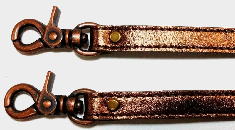 COPPER METALLIC GENUINE LEATHER TRIGER SNAP CLIP-ON SHOULDER BAG STRAP