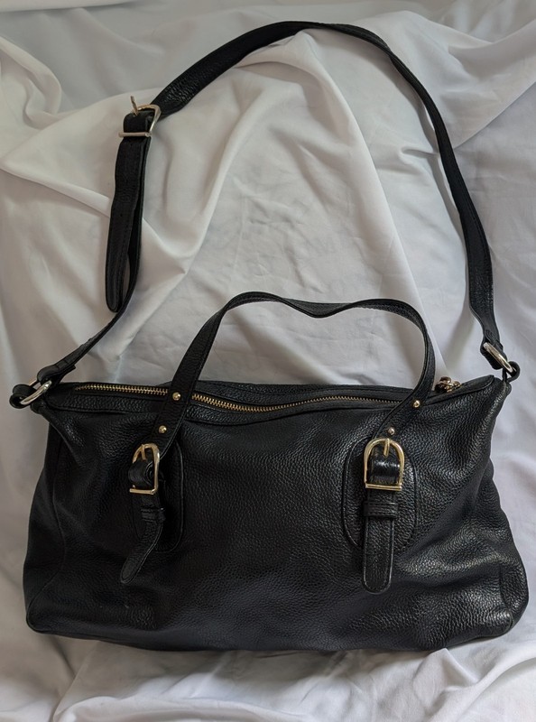 Onna Ehrlich Derin Black Pebbled Leather Satchel Crossbody Shoulder Bag