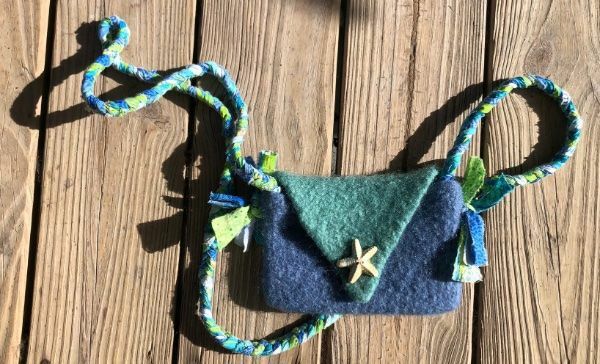 HANDMADE Crossbody Purse ADORABLE Starfish Snap-Close OOAK Braided Strap Boiled