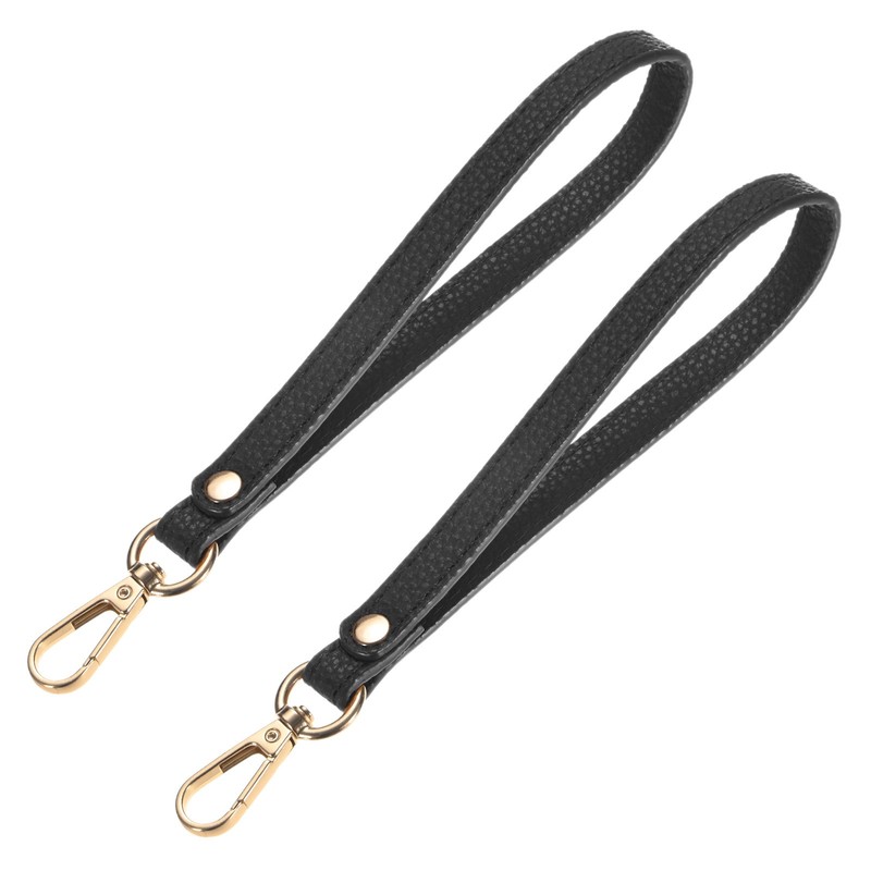 Wristlet Strap [2PCS] – PU Leather Hand Strap – [Black-Gold-8.27In]