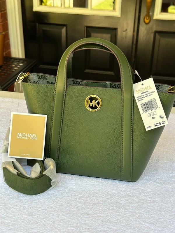 Michael Kors Amazon Green Hadleigh Small Double Handle Tote Messenger Bag