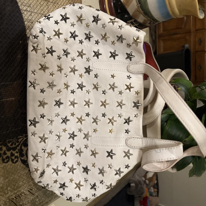Jimmy Choo Tote Cream Star Handbag Authentic Made In Italy