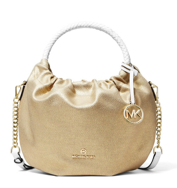 New Michael Kors Women’s Annie Messenger bag optic white pale gold tone handbag