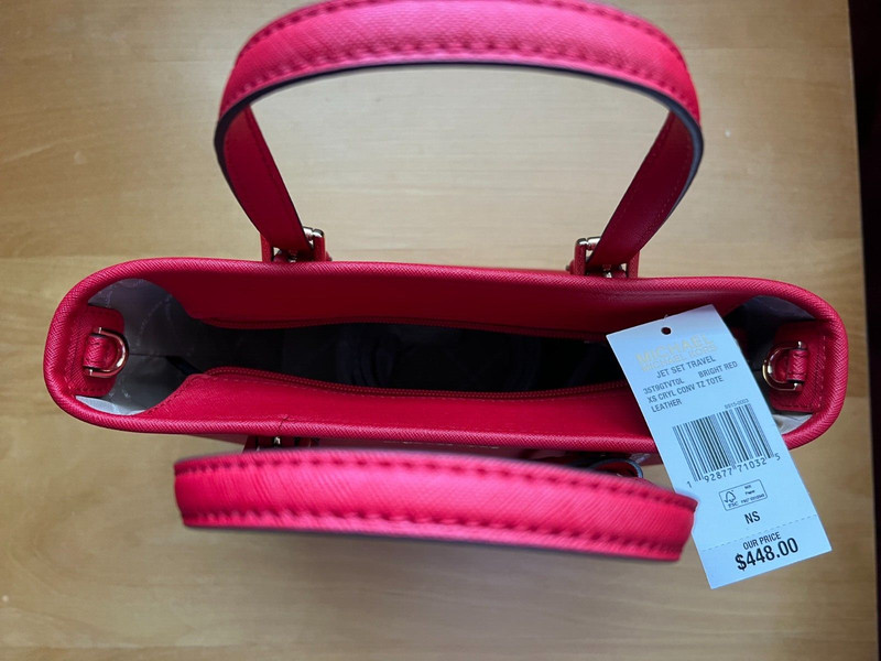 Michael Kors 35T9GTVT0L Carry All Jet Set Travel XS Bright Red Conv TZ Tote NWT gallery