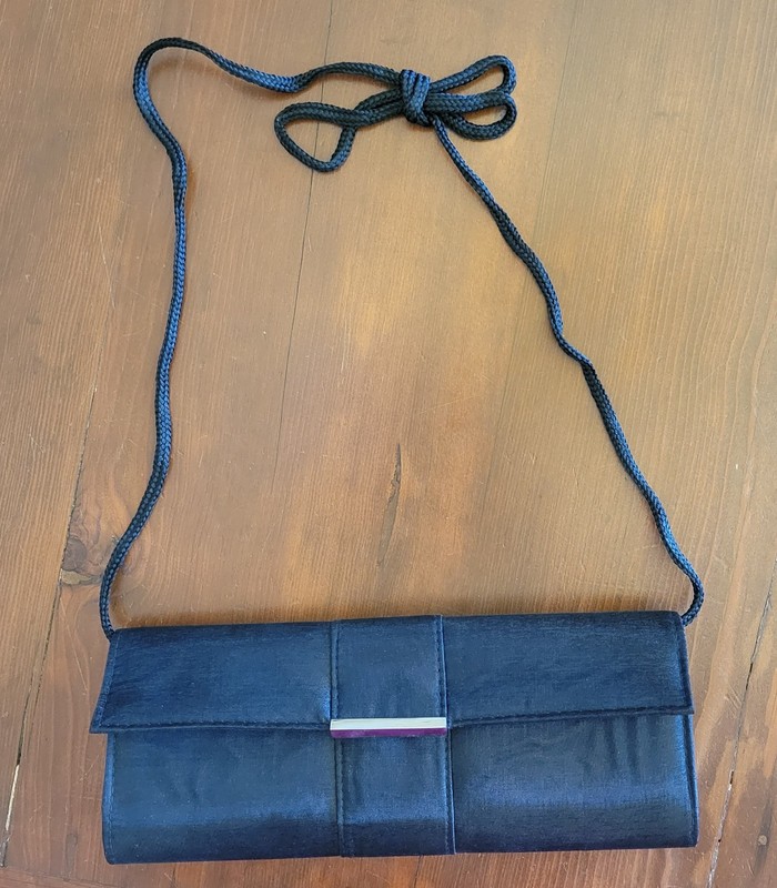 BORGHESE WOMEN’S BLACK MATTE SATIN CLUTCH PURSE HANDBAG WITH SHOULDER STRAP NEW