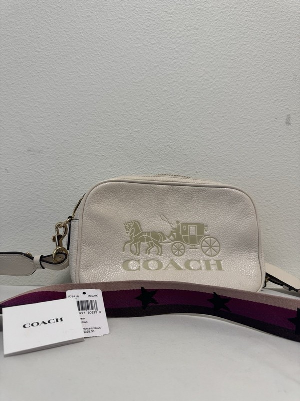 Coach Jes Crossbody Bag White/Chalk with Multi-Color Star Webbed Strap
