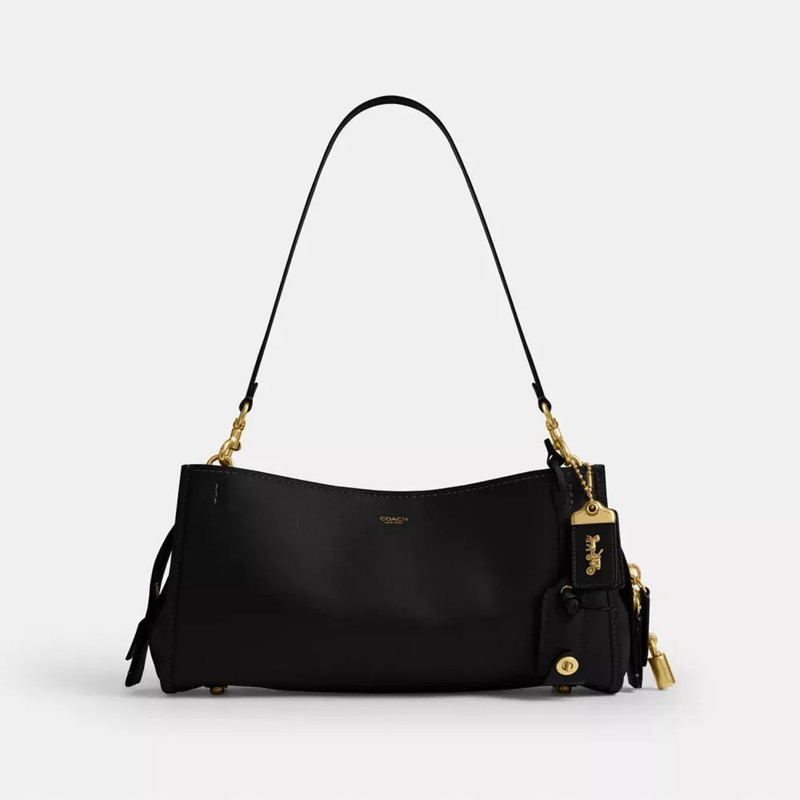 COACH Rogue 2way Shoulder Bag 34 CCX18 B4MPL Brass/Black Soft Grain Leather New