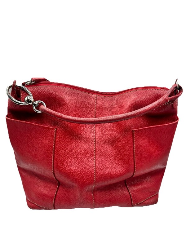 DANIELLA ORTIZ RED LEATHER HOBO SHOULDER BAG WITH SIZE POCKETS MEDIUM SIZE