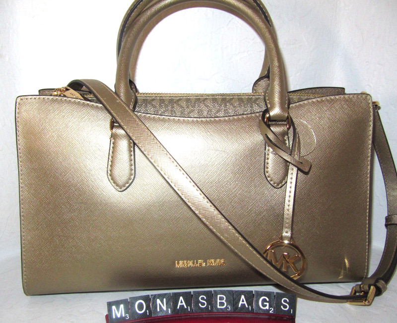 Michael Kors Arden Medium Top Zip Pale Pale Gold Satchel NWT $398