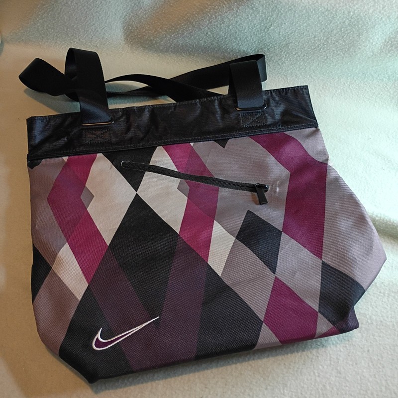 NIKE Diamond Pattern Purple & Black Womens TOTE BAG Sports Golf Gym Travel EUC