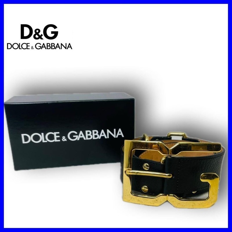 DOLCE & GABBANA belt big buckle gold 80cm