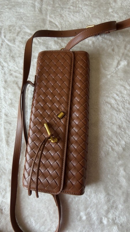 Brown Woven Shoulder /cross body Bag | Z Gold Hardware & Detachable Strap gallery