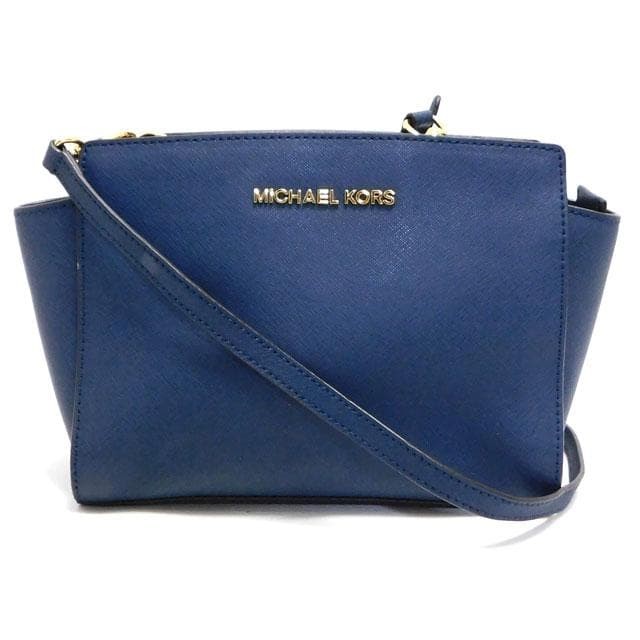 Michael Kors Shoulder Bag Body Cross Bag Leather Dark Blue Women Purse Handbag