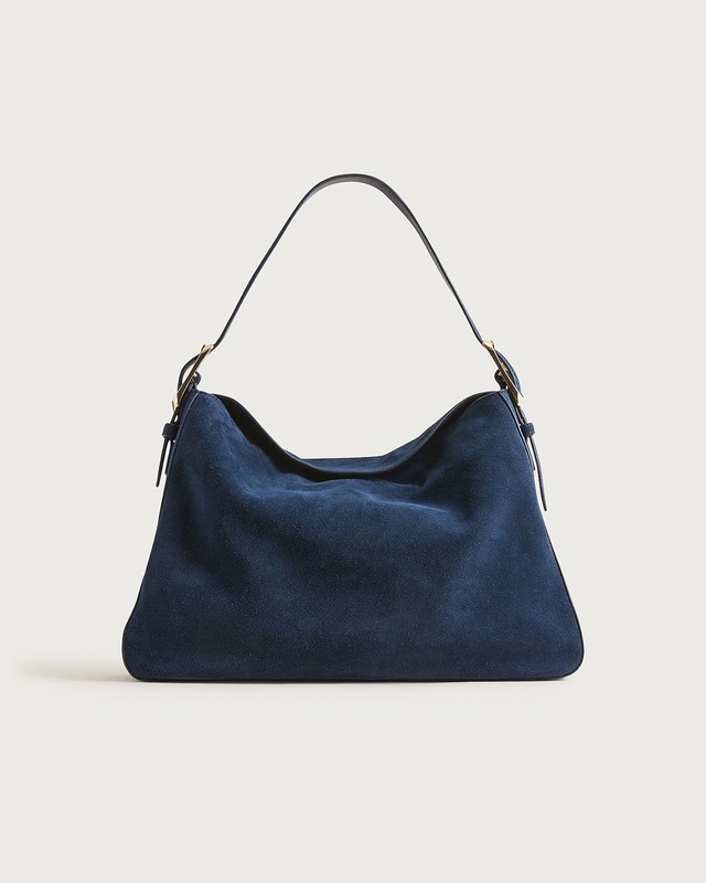 J.Crew Large Berkeley Shoulder Bag Purse in Luxe Suede Darkest Indigo Navy NWT