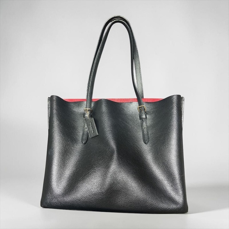 COACH M2040-1671 Black Tote Bag Handbag Leather Gold Hardware Used gallery