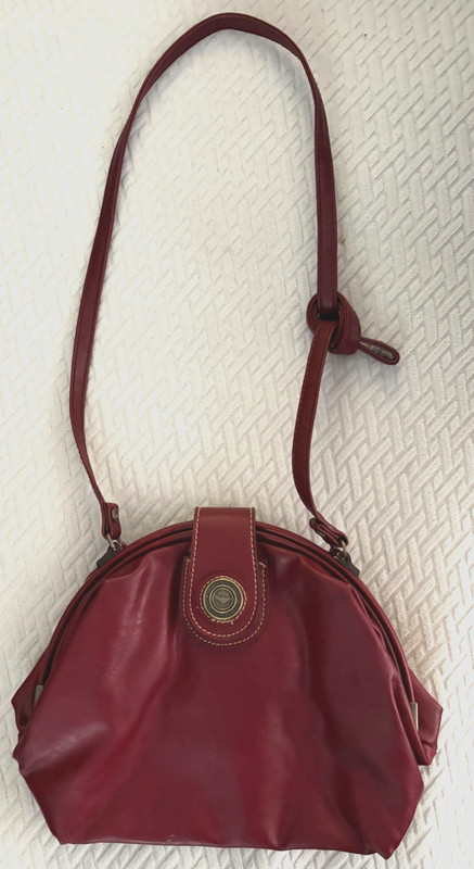 Capezio 80s Vintage Deep Burgundy Red Faux Leather Shoulder Bag 12 W X 10 H