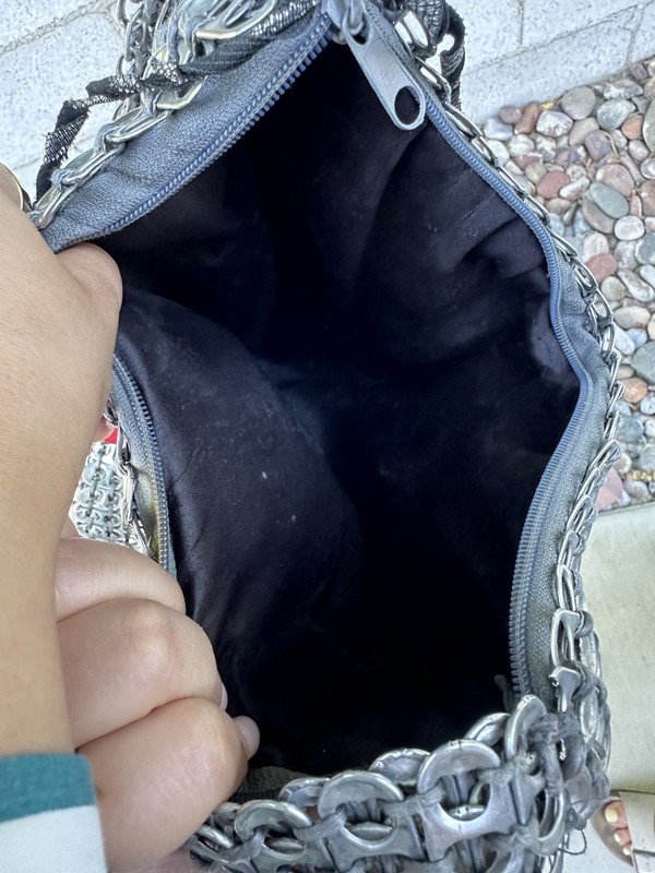 VINTAGE FUN! 9.5" Upcycled Soda Pop Tab Purse Silver Metal HANDMADE Shoulder Bag gallery