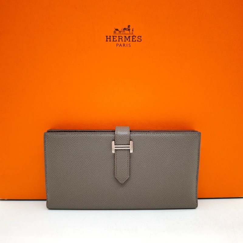 Hermes Pre-Owned Authentic Long Wallet Elephant Gray 915989 17*9