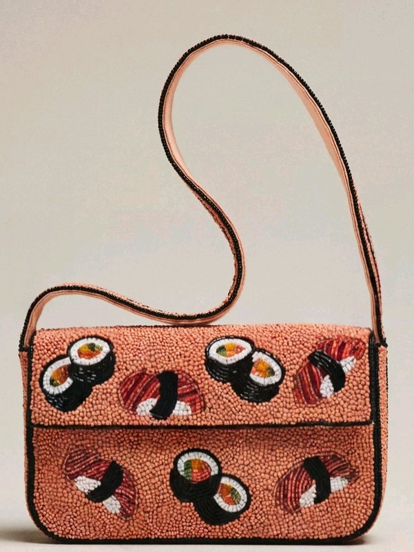 ANTHROPOLOGIE BEADED FIONA SHOULDER BAG “SUSHI ” Food & Drink Edition VIRAL
