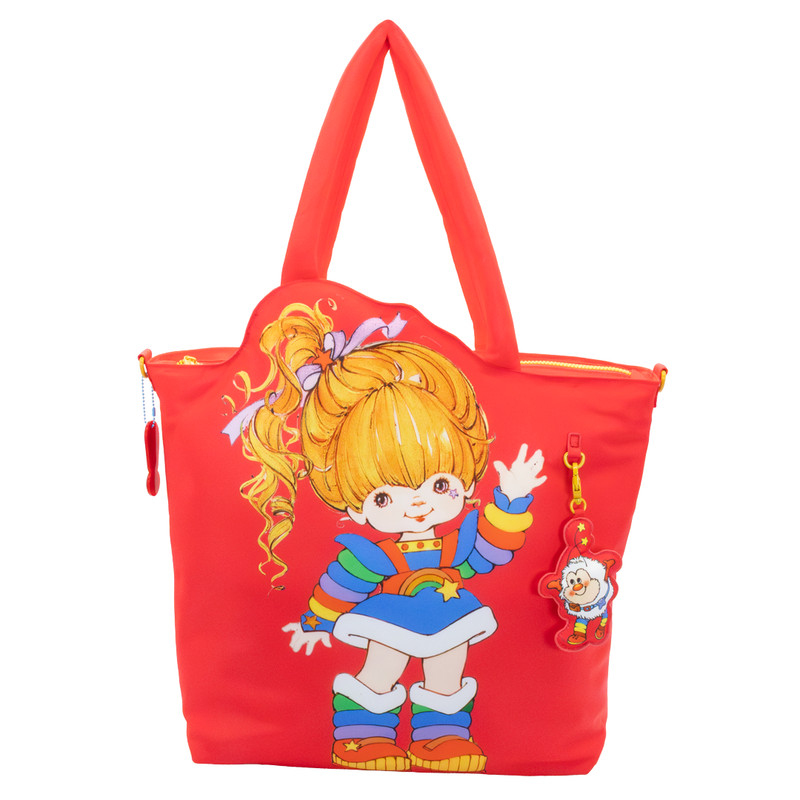 Whatever! Makes You Happy Rainbow Brite Nylon Puffy Tote Bag w/ Bag Charm, NEW