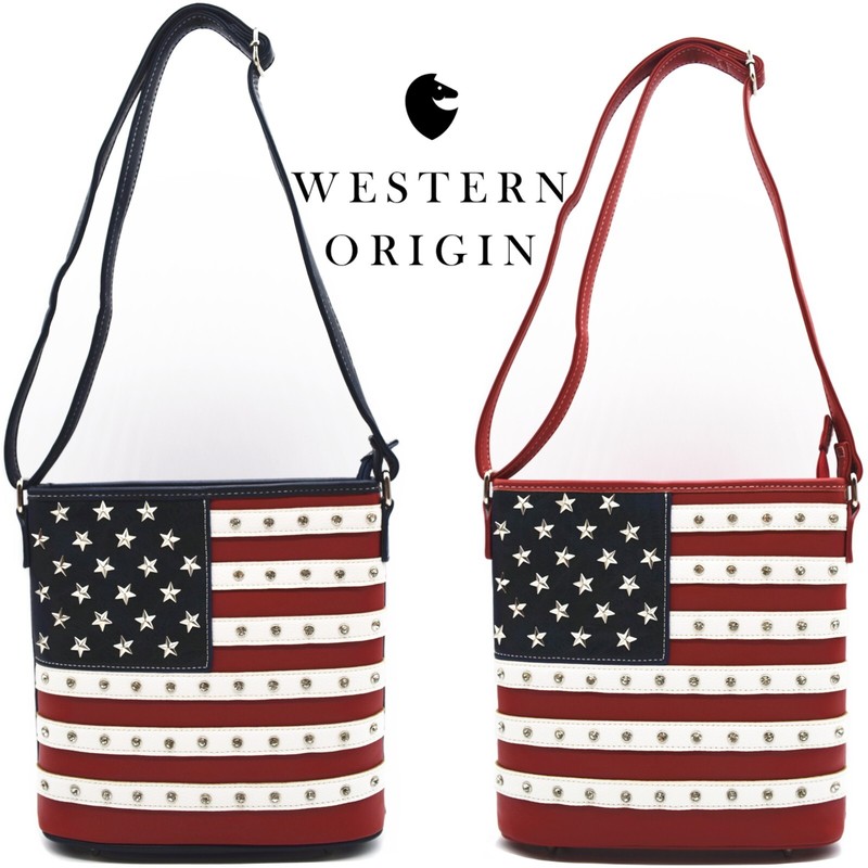 American Flag Stars and Stripes Crossbody Handbag Women Purse USA Shoulder Bags