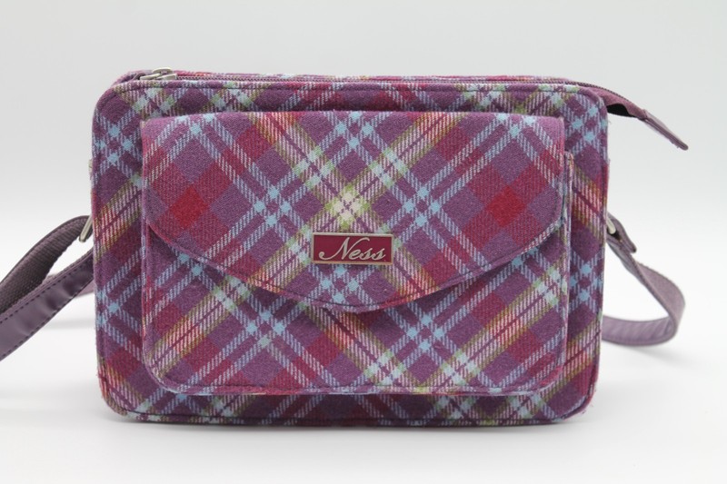Ness Of Scotland Mhairi Crossbody Bag Purse Purple Blue Pockets Scottish Tweed