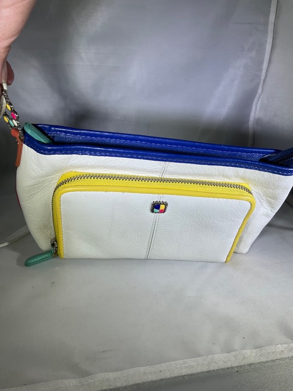 Brighton White with Colorful Trim Casablanca Organizer Purse
