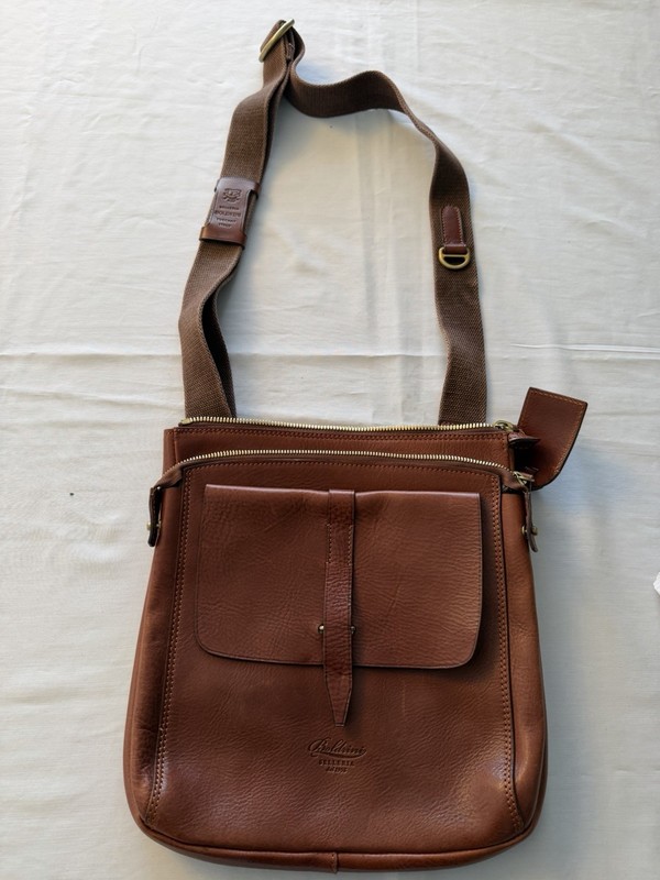 BOLDRINI SELLERIA CRAFTED COGNAC LEATHER BAG/ Crossbody Made In Italy Excellent
