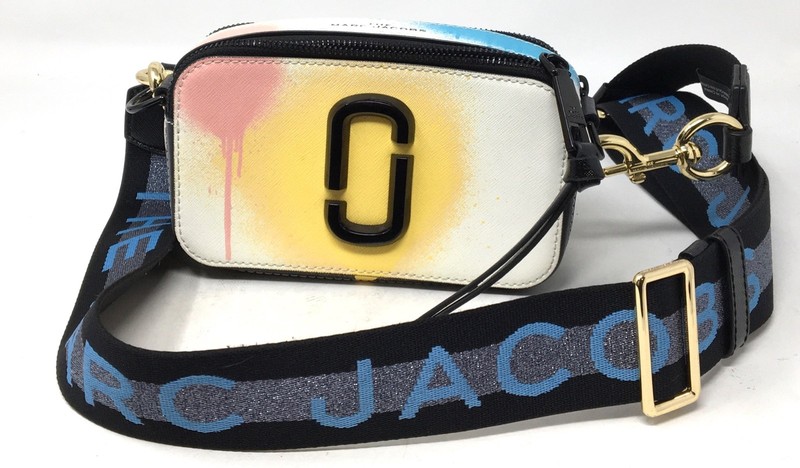 Marc Jacobs The Snapshot Spray Paint Women’s Leather Bag White/Yellow/Pink